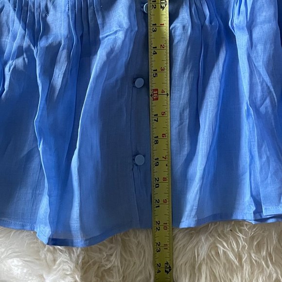 NWT Banana Republic Periwinkle Blue Ramie Pintuck Blouse - S - Picture 7 of 7